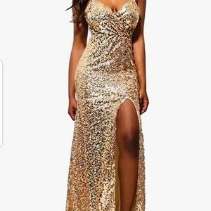 Gold sequin dress